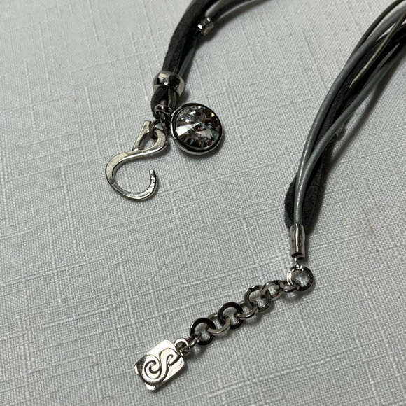 Sea Smadar Eliasaf Crystal Leather Bracelet Silver grey triple wrap Swarovski - Picture 4 of 6
